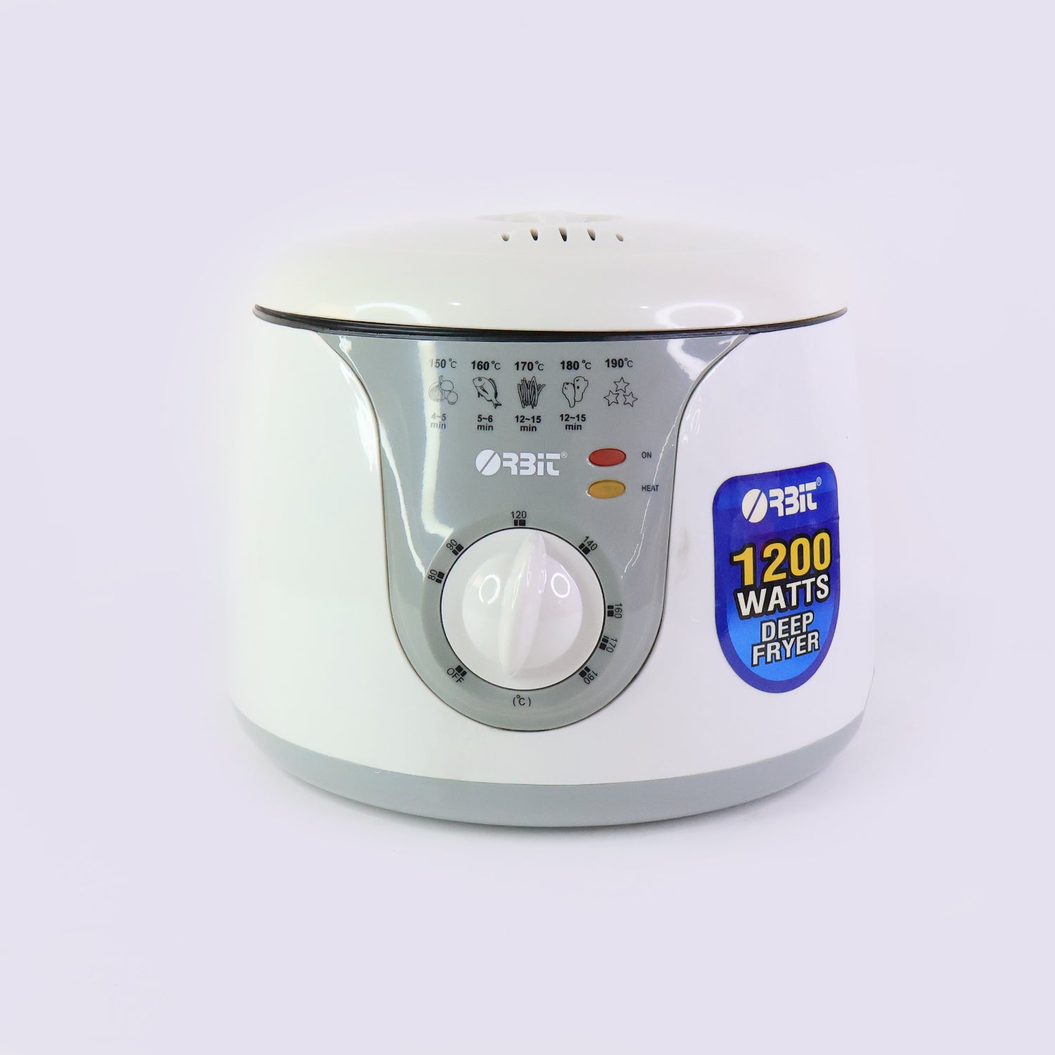 Wukusy Orbit adjustable electric deep fryer with 1200W, featuring a stainless steel basket and digital temperature control.