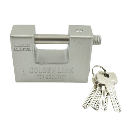 Wukusy 9323 stainless steel rectangular padlock with 5 keys, waterproof and anti-rust, for home, outdoor gates, and storage security.