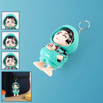 Cute cartoon character action figure keychain by Wukusy, showcasing a colorful, playful toy with a keyring attachment.