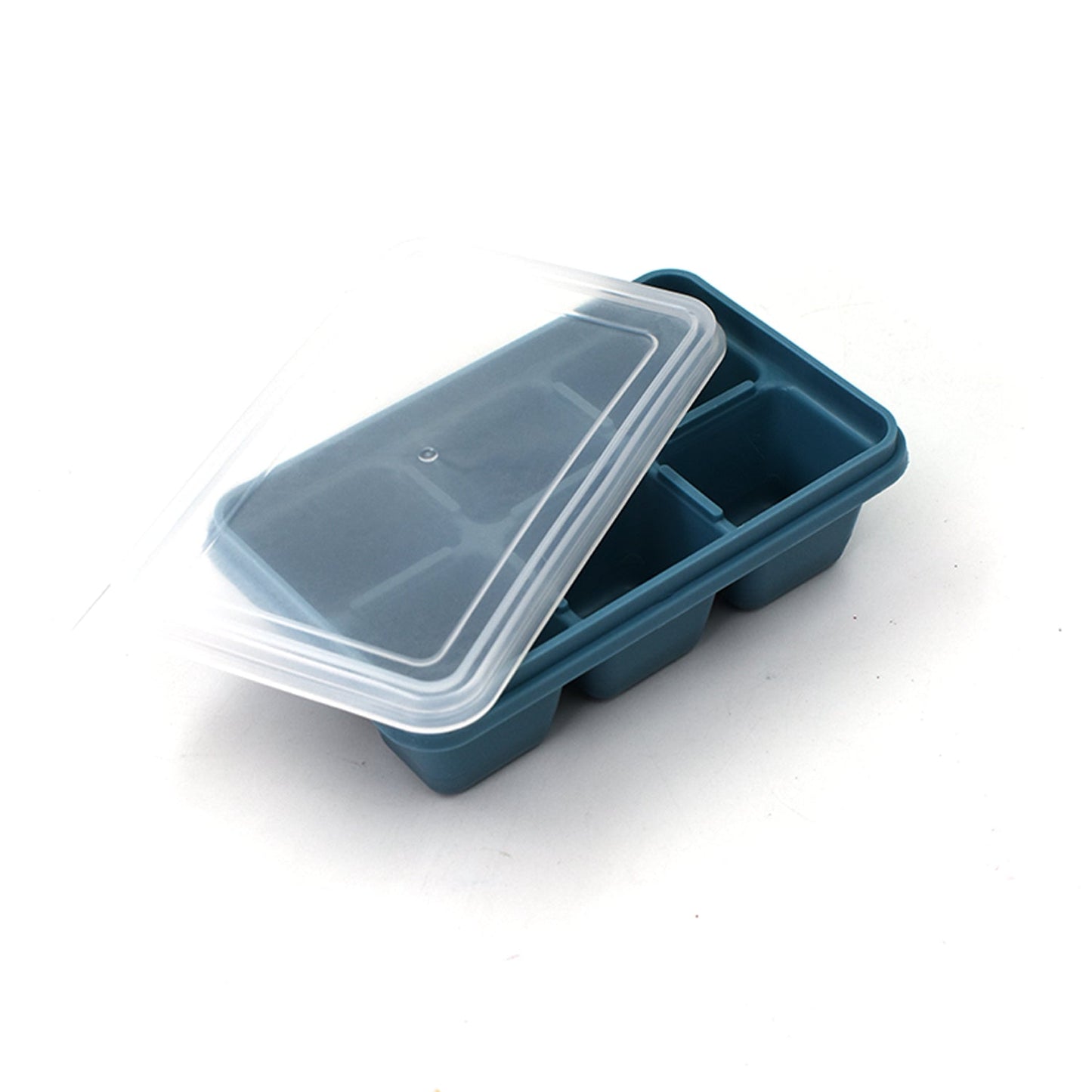 Wukusy 4741 6-grid silicone ice tray filled with water, ready to make ice cubes for household kitchen use.