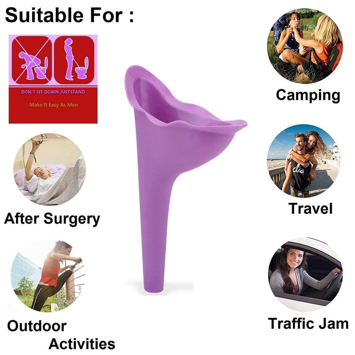 Wukusy 1307 Stand and Pee reusable portable urinal funnel for women, shown in a compact, travel-friendly design for health and convenience.