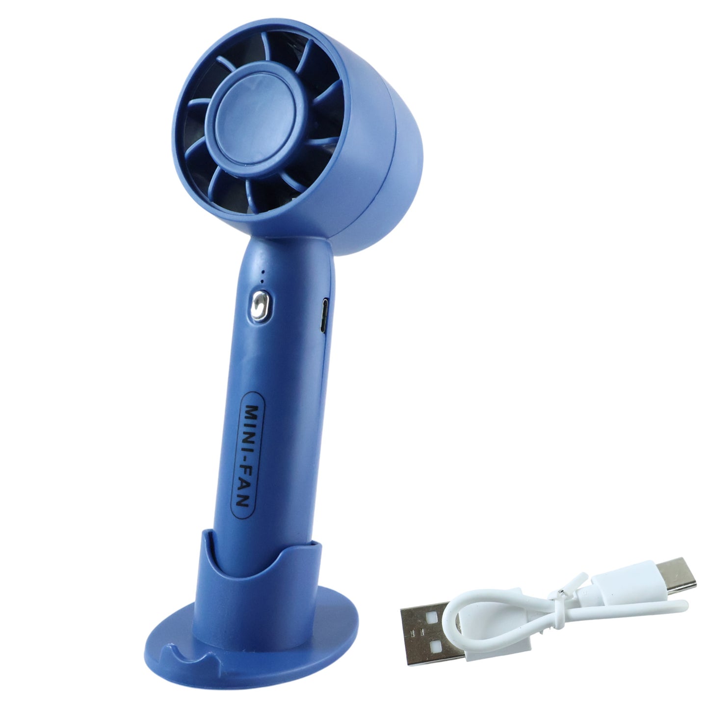 Wukusy rechargeable mini handheld fan with adjustable blades and ergonomic handle, perfect for portable cooling.