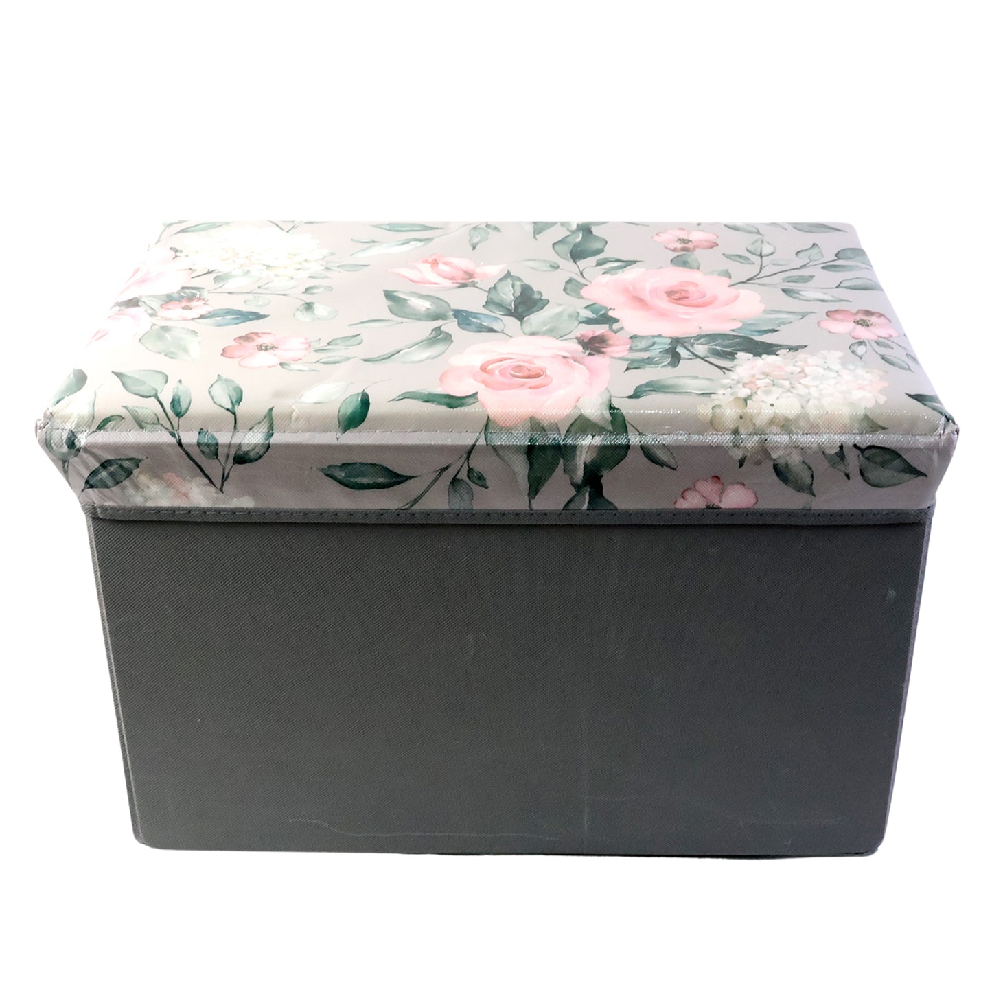 Wukusy premium foldable storage box with floral lid, versatile home organization solution, in a neutral color.