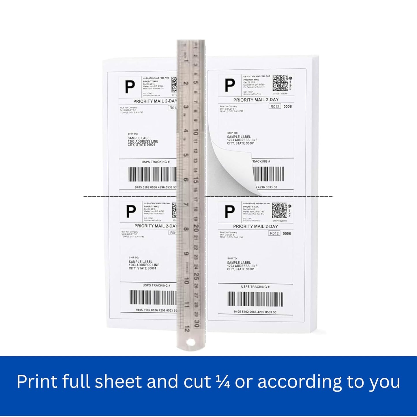 A4 full-sheet label sheets with 100 self-adhesive Wukusy labels on a white background, ready for printing and customization.