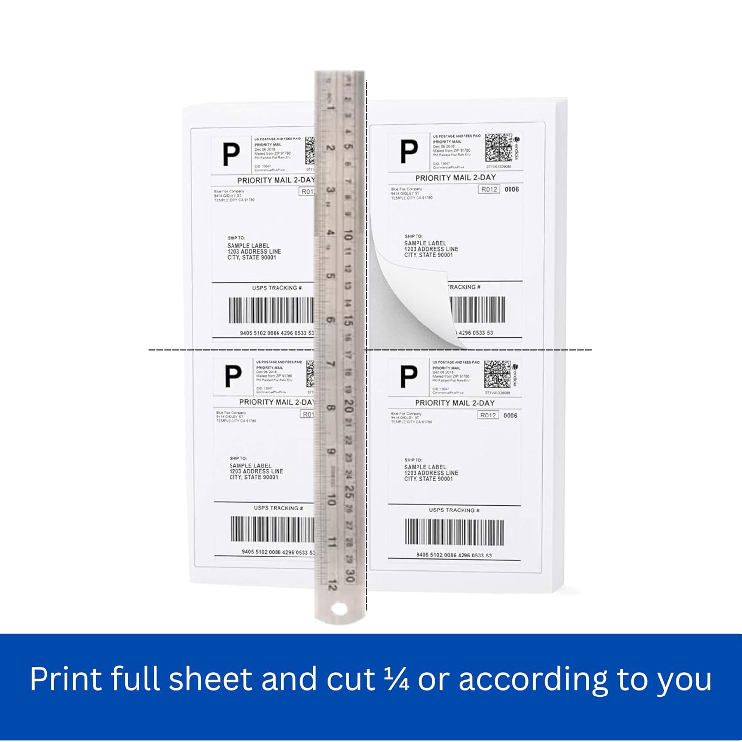A4 full-sheet label sheets with 100 self-adhesive Wukusy labels on a white background, ready for printing and customization.