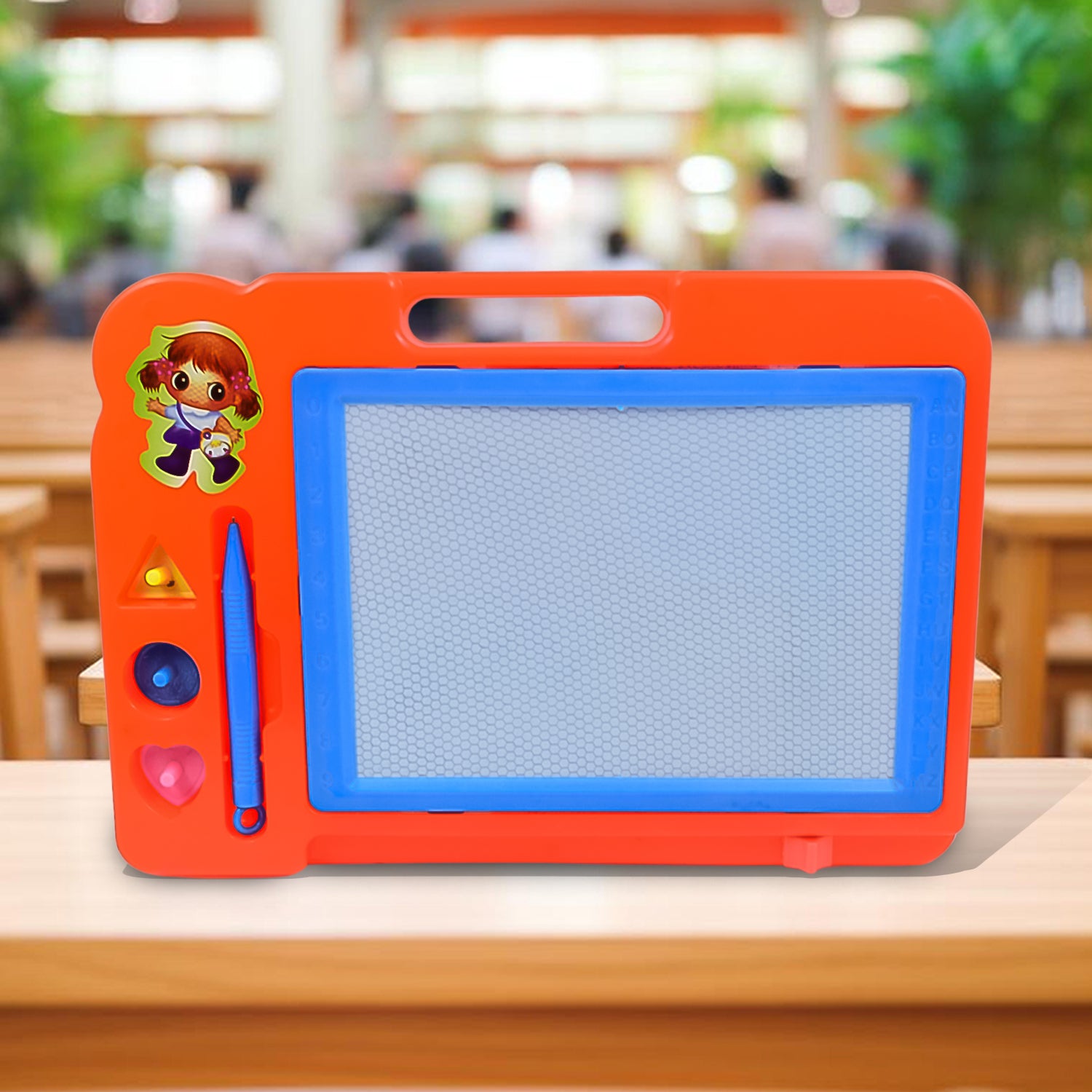 Wukusy magnetic slate sketch pad for kids, 27x19 cm, with a black chalkboard surface and a metal frame for drawing and writing.