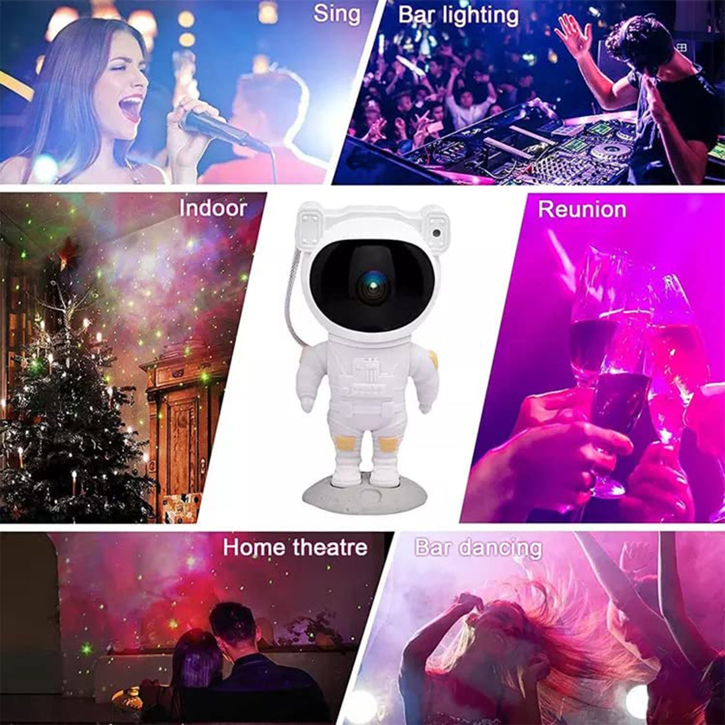 Wukusy Robot Sky Space Stars Light Astronaut Galaxy Projector displaying starry night scene in a bedroom, ideal for kids and adults.