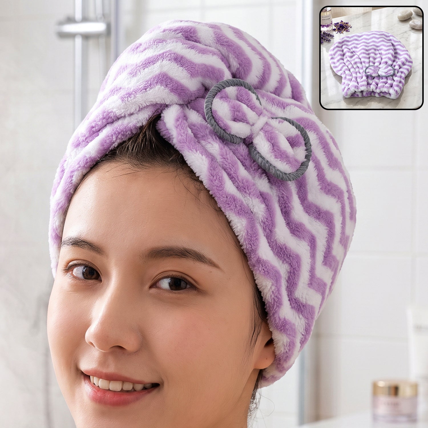 Microfiber Quick Dry Hair Towel Wrap Cap For Women And Girls (1 Pc)