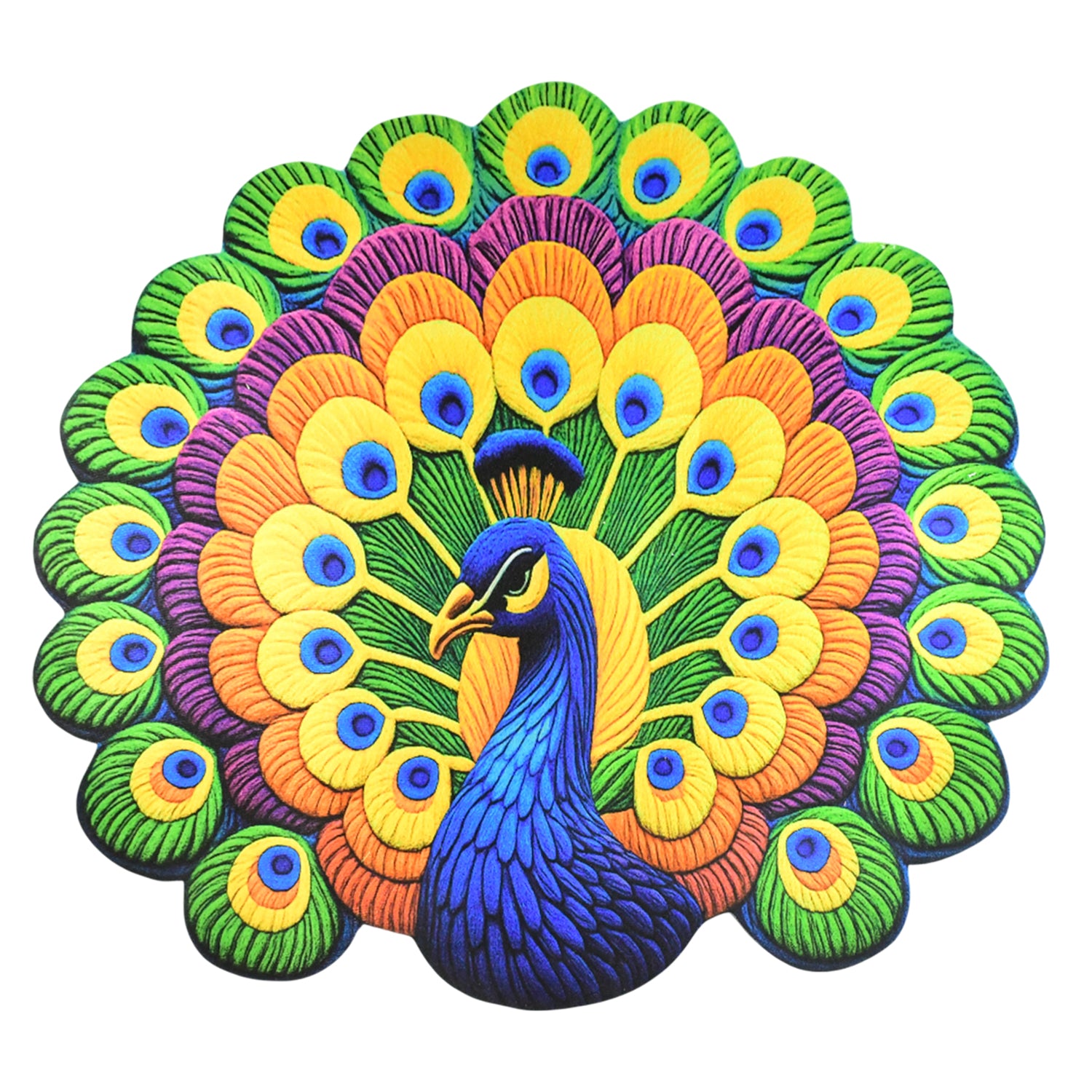 Wukusy peacock design anti-slip floor mat with vibrant peacock pattern, ideal for home improvement and safety.
