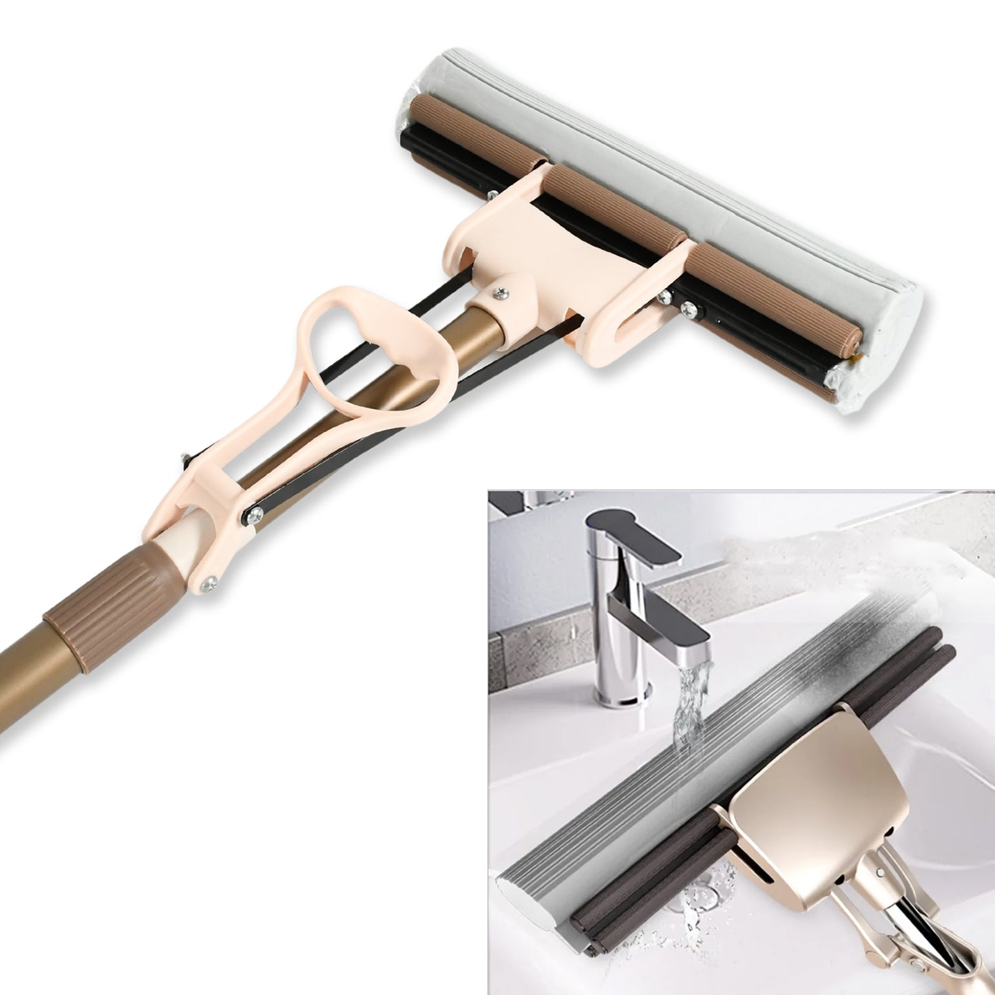 Wukusy Miracle-mop with super absorbent sponge head and self-cleaning features for efficient home cleaning.