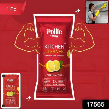 Wukusy Pollic Kadam concentrated kitchen surface cleaner sachet for home and kitchen cleaning, with fresh citrus scent.