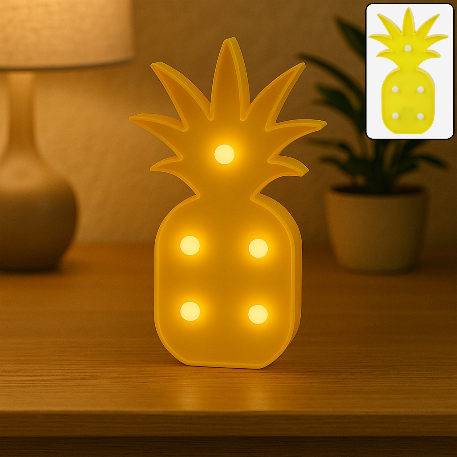 Pineapple-shaped LED decorative night light by Wukusy, designed for home decor, emits a soft glow in a pineapple form.