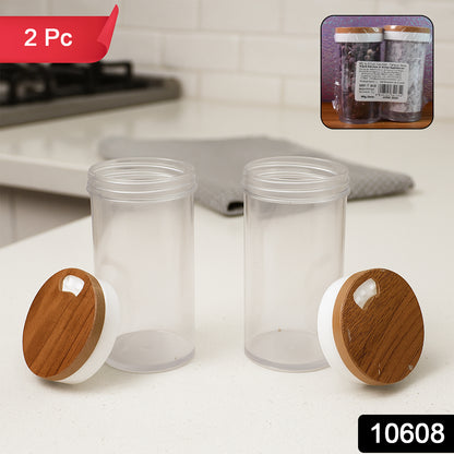 Wukusy Ganesh transparent kitchen storage container set with two airtight jars for pantry organization and food storage.