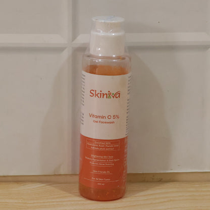 Wukusy Brightening Vitamin C Gel Face Wash in 100ml tube, showcasing the translucent gel with brightening ingredients.