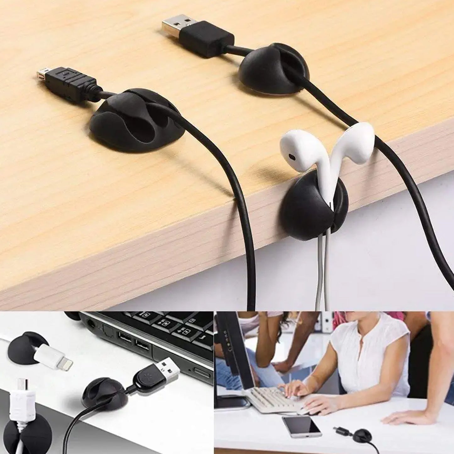 Wukusy 1334 Cable Clips for organizing wires on desks and tables, multi-purpose wire holders for mobile accessories.