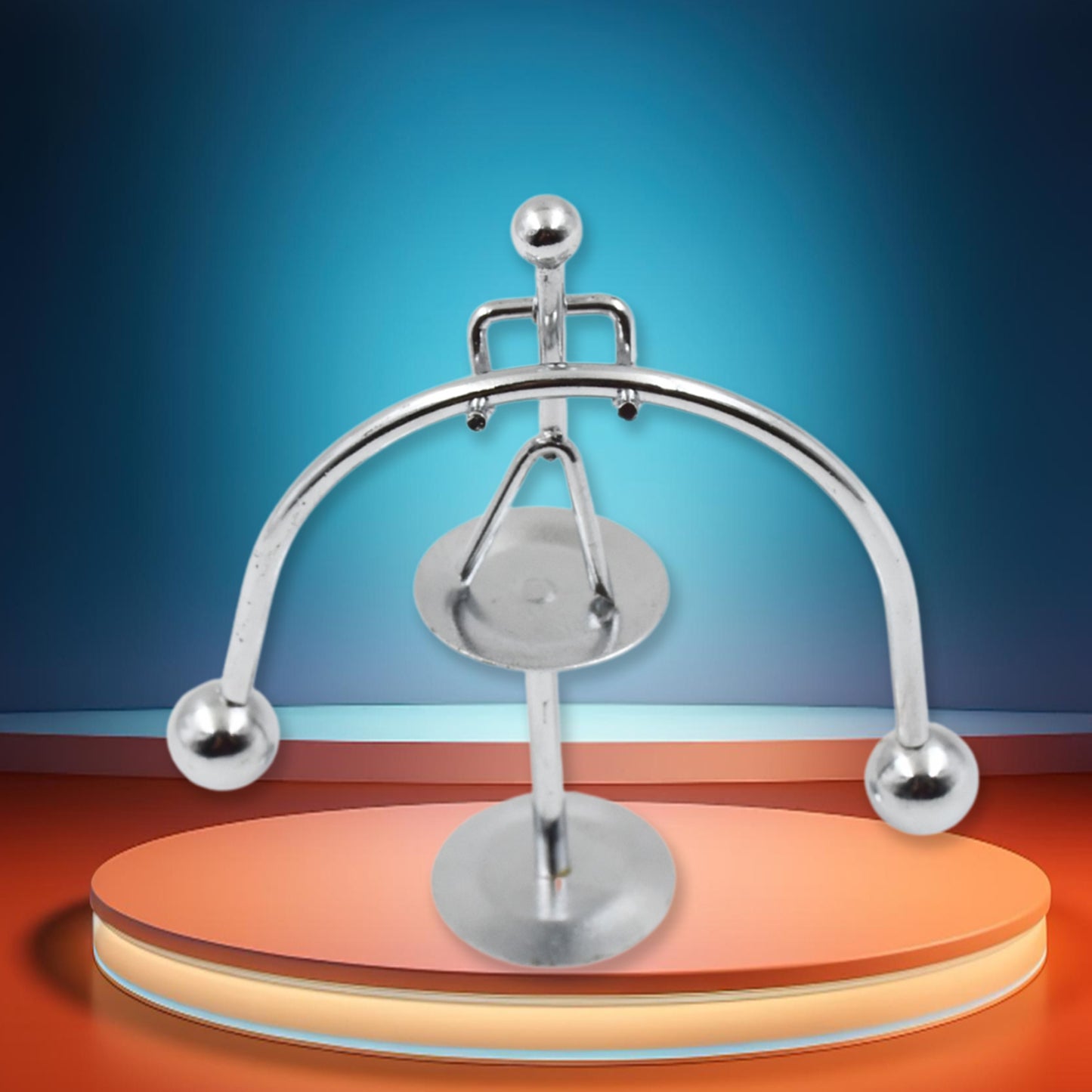 Mini steel balance toy by Wukusy featuring a small metal weightlifter figurine, perfect as desk decor or educational art piece.