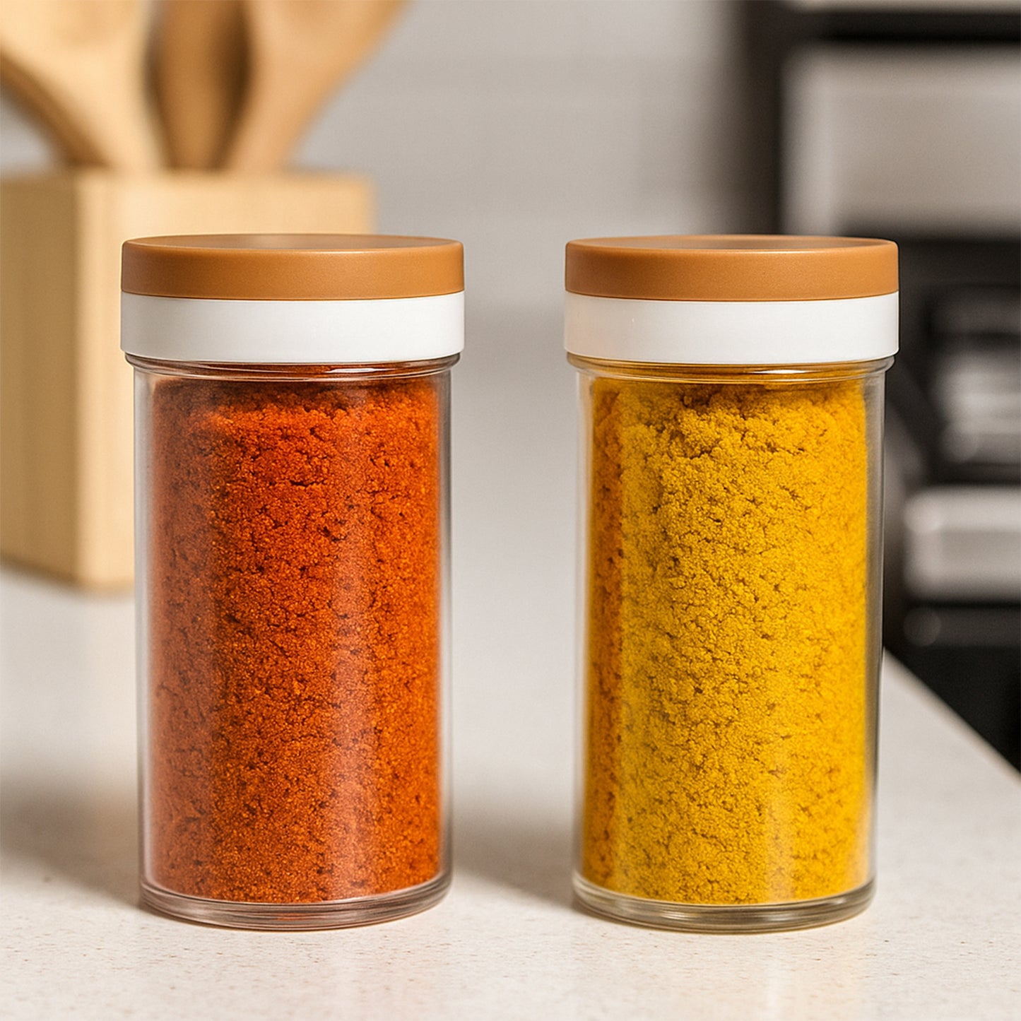 Set of two transparent Ganesh-themed airtight kitchen storage containers by Wukusy, ideal for pantry organization and food storage.