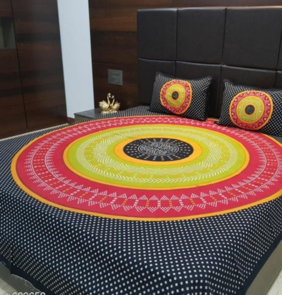 Jaipuri printed cotton double bedsheet featuring vibrant traditional patterns and soft fabric, ideal for bedroom decor.