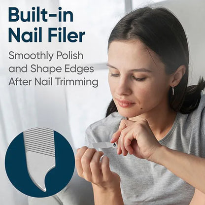 Heavy-duty stainless steel nail cutter by Wukusy with a sleek handle and sharp cutting blades for precise nail trimming.