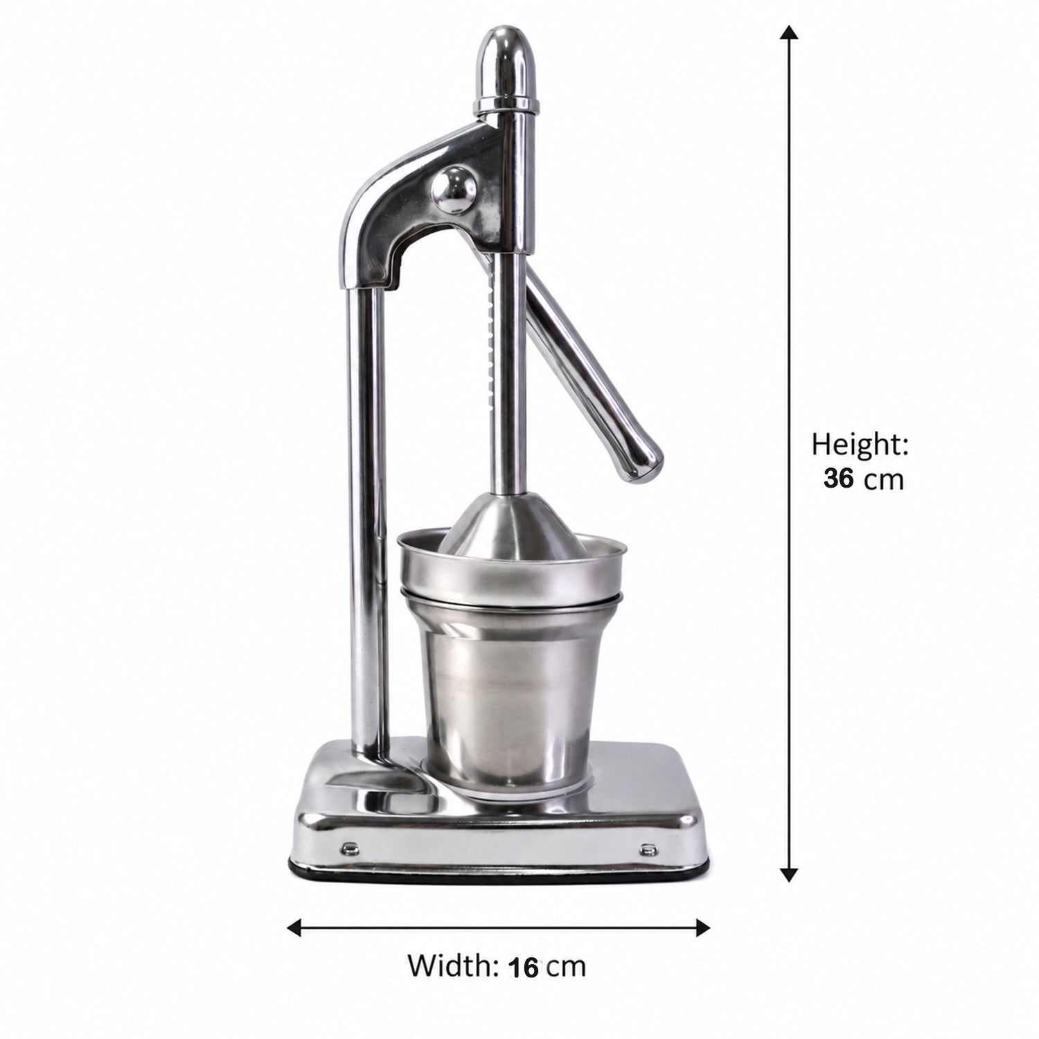 Wukusy heavy-duty manual citrus juicer hand press for lemons and oranges, featuring a sturdy metal design and ergonomic handle.