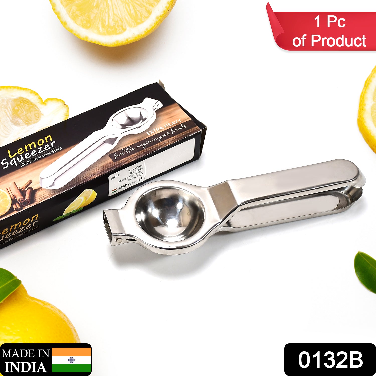 Wukusy stainless steel lemon squeezer kitchen tool with ergonomic handles and compact design for citrus juice extraction