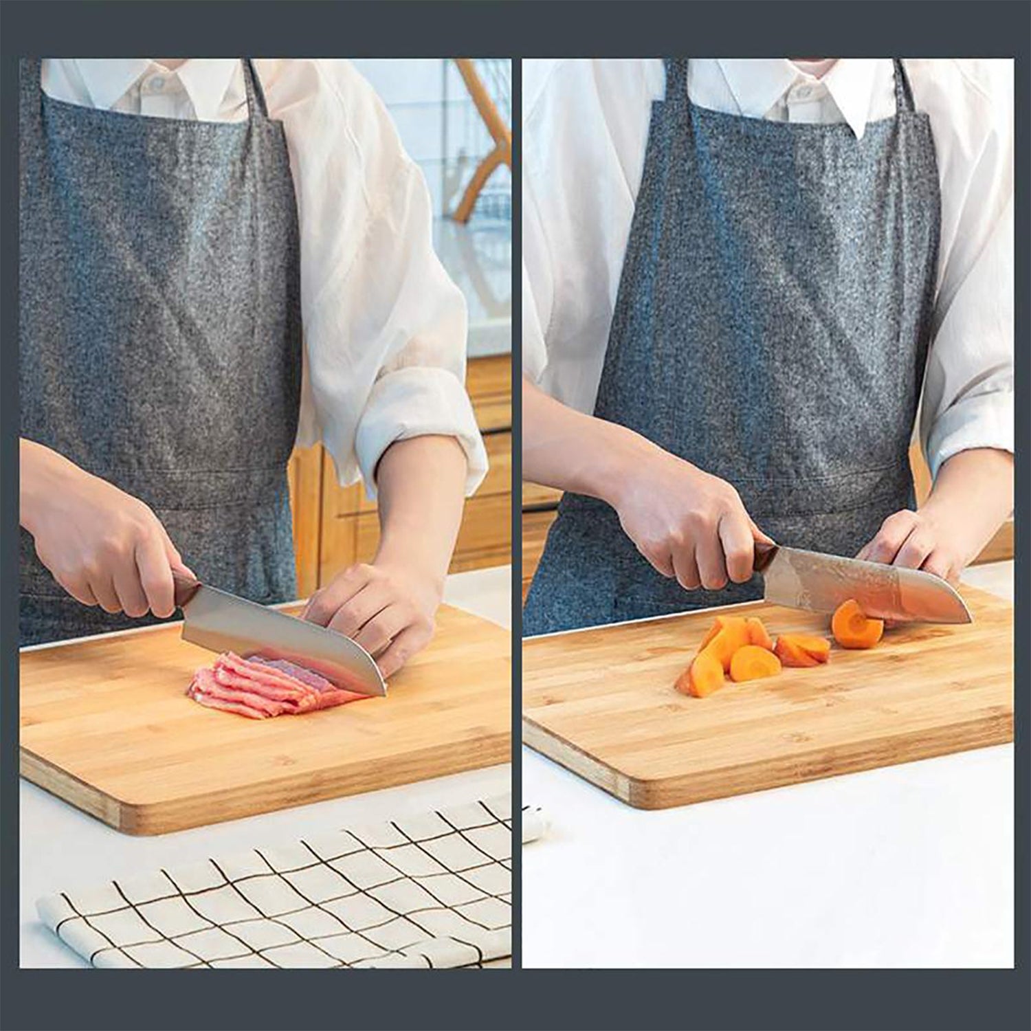 Wukusy 2920 wooden chopping and cutting board with anti-skid mat for kitchen food preparation and slicing.