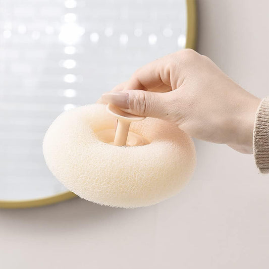 Wukusy super soft bath sponge with flower design and suction cup for exfoliating shower, reusable foam loofah for women and men.
