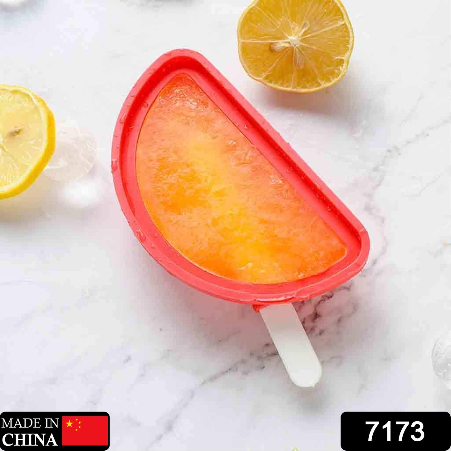 Wukusy 7173 watermelon-shaped silicone popsicle mold for homemade ice pops, perfect for refreshing summer treats.