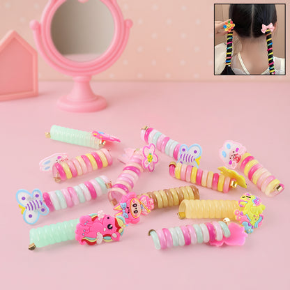 Set of 12 Wukusy spiral hair braiding clips for kids with colorful mixed designs, perfect for styling and securing hair.