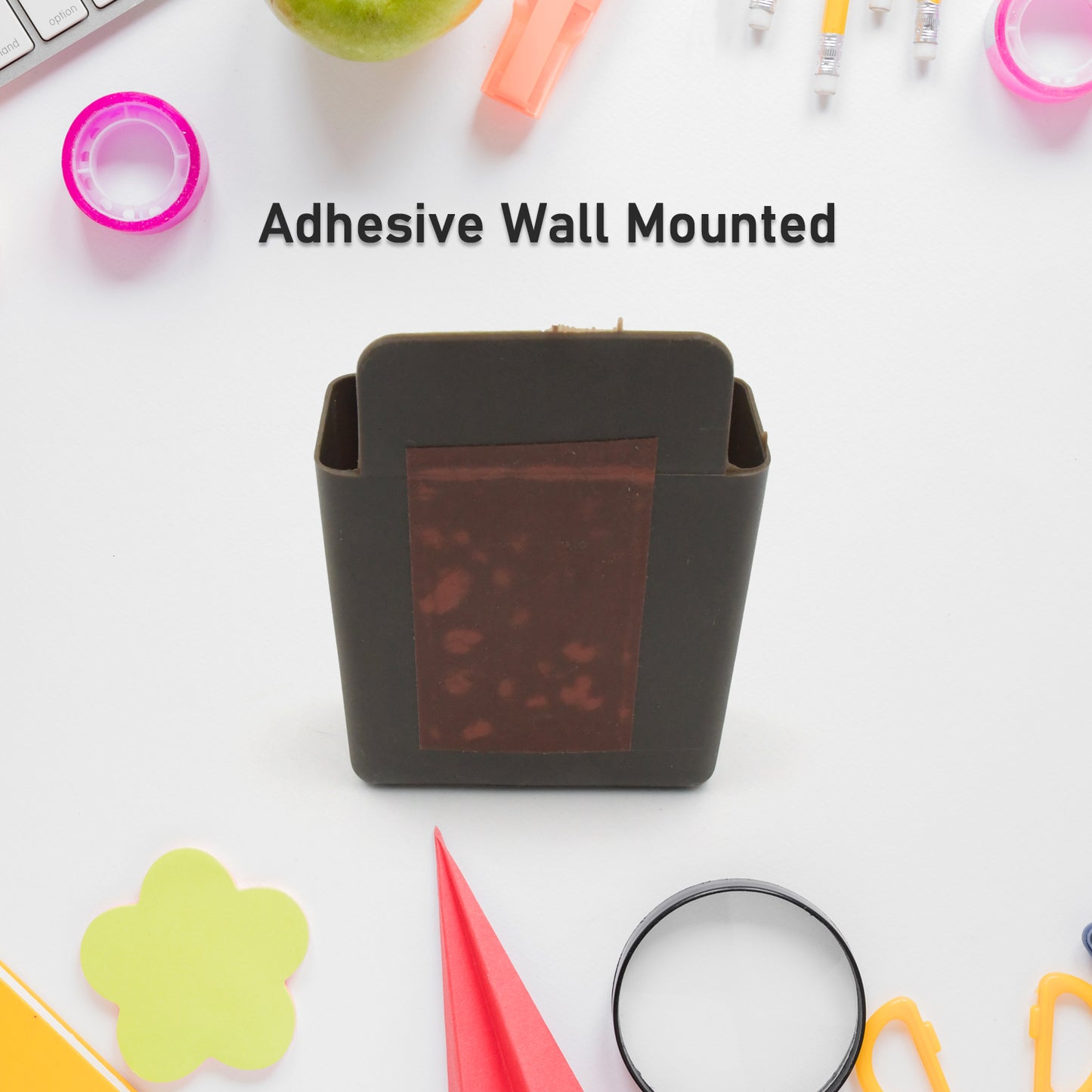 Set of four Wukusy plastic wall-mounted remote and mobile holder stands, compact and versatile for organizing devices.