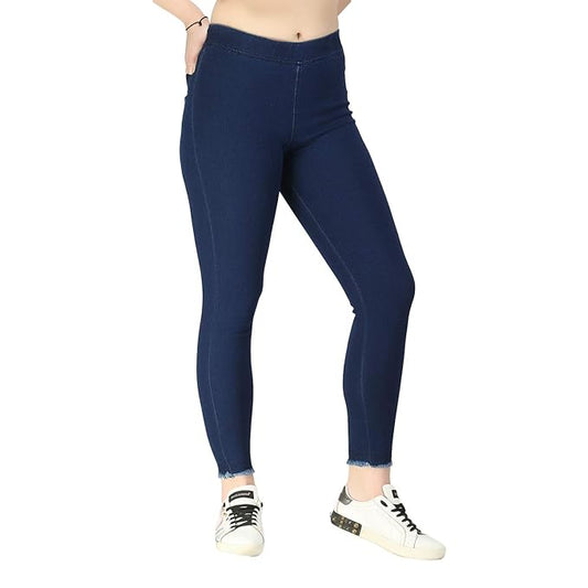 Women's blue regular fit jeans by FIZZI SHOP, showing the classic denim style and fit in a natural pose.