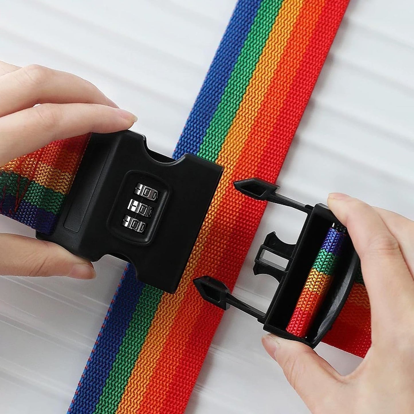 Heavy-duty rainbow webbing with a 3-digit code lock, ideal for home improvement projects, by Wukusy.