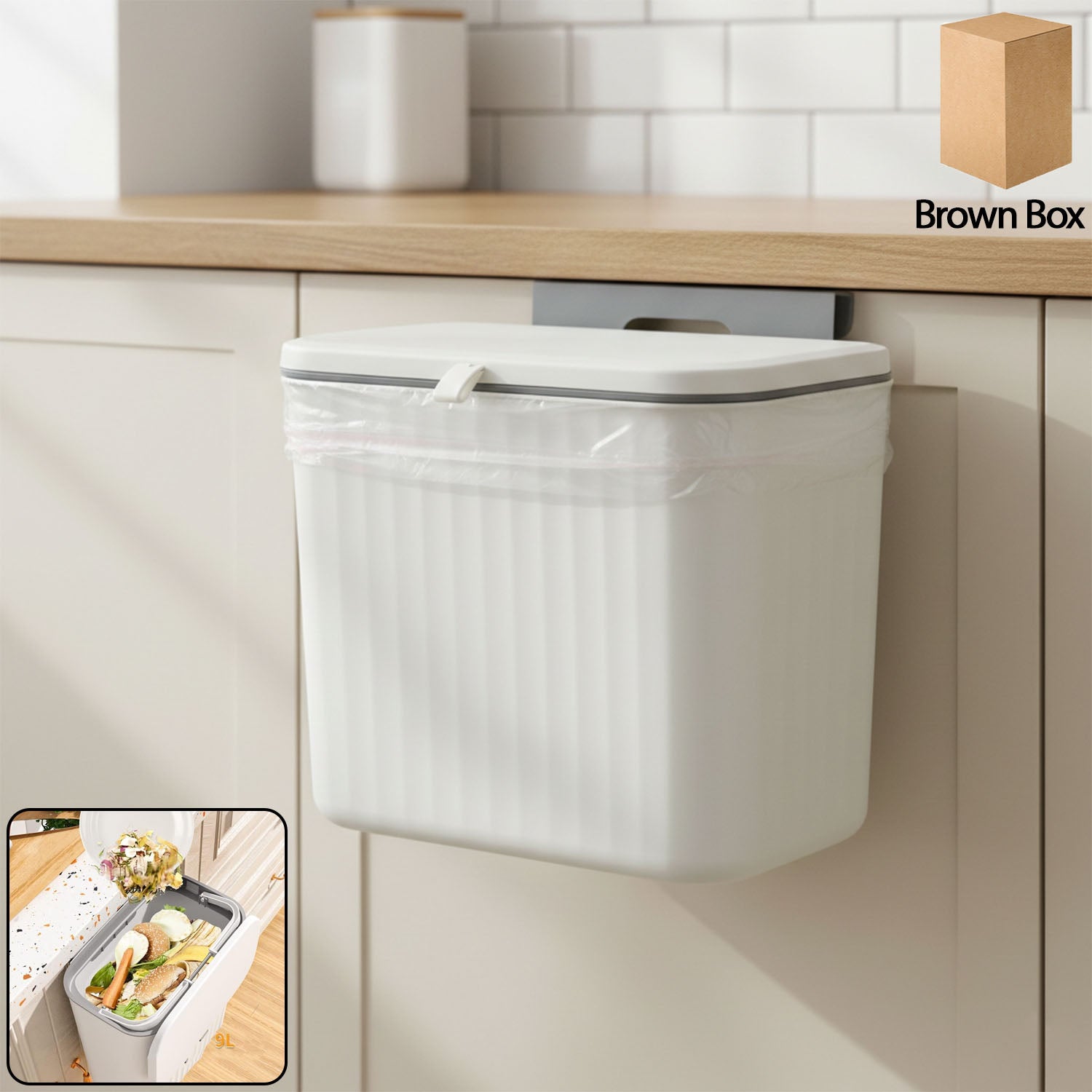 Wukusy plastic kitchen dustbin with a sleek design, featuring a lid and compact size for easy waste disposal.