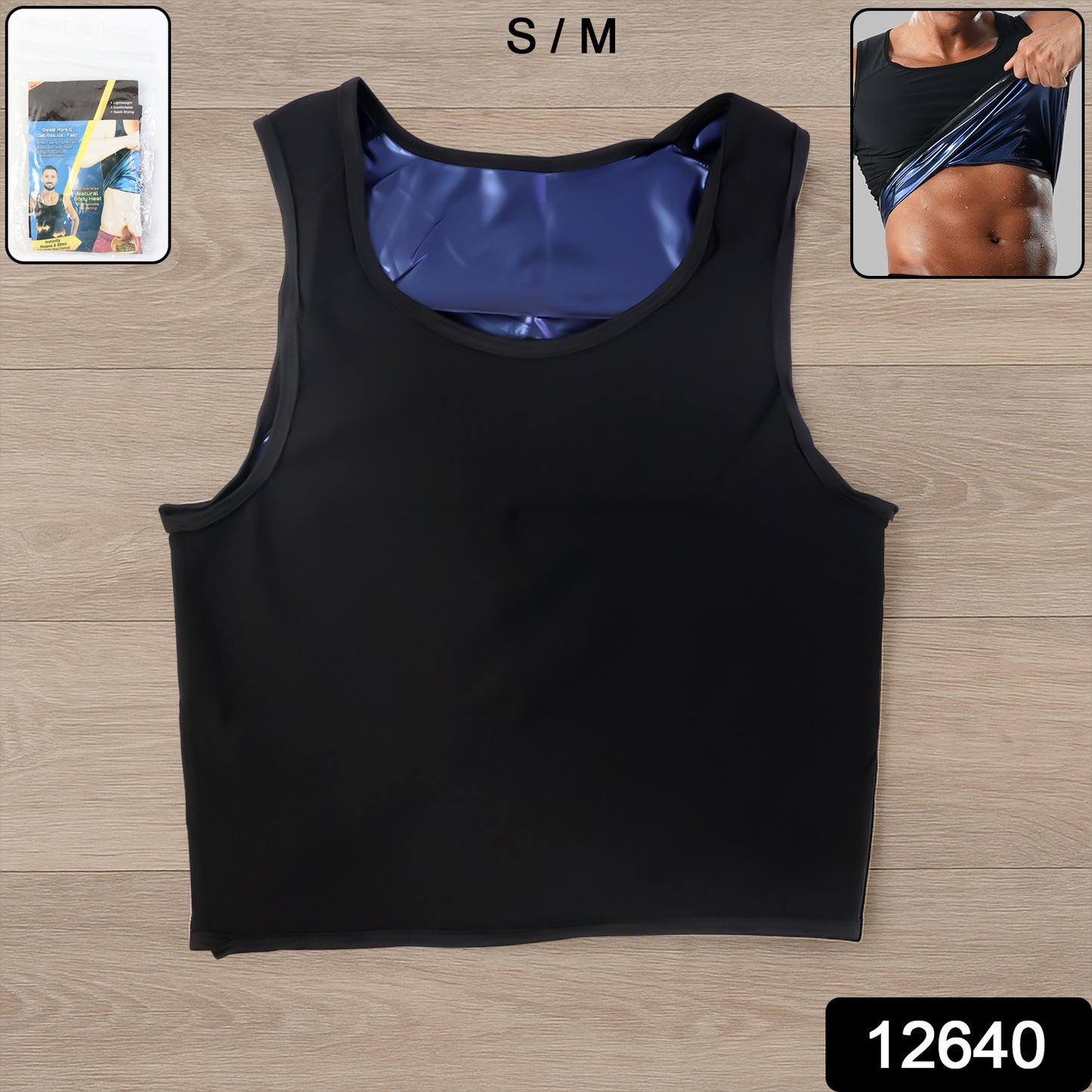 Men's slim fit sweat shaper tank top by Wukusy, travel-friendly men's sleeveless athletic shirt with snug fit and comfortable fabric.