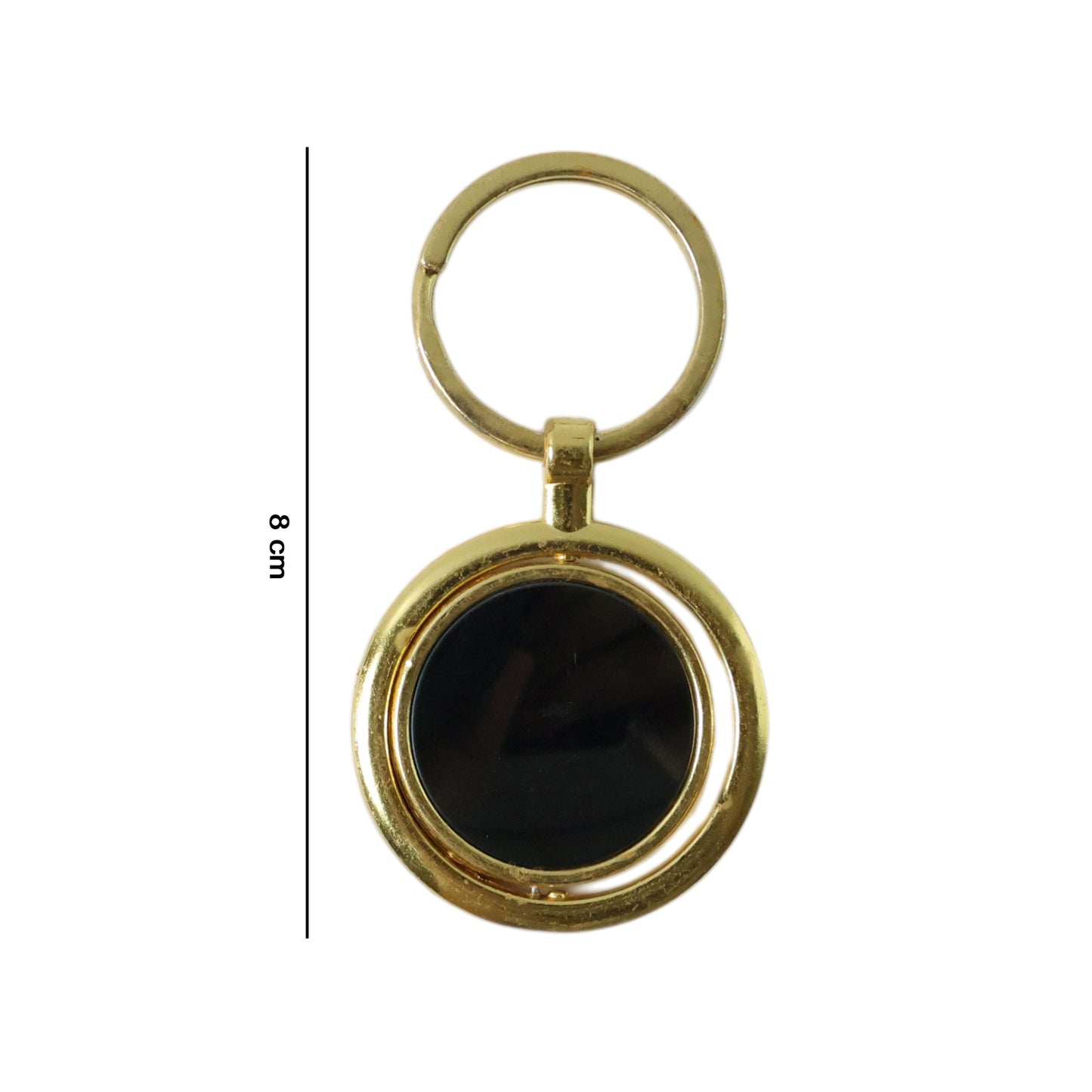 Gold plated keychain with rotating black round pendant from Wukusy, featuring a sleek and stylish design.