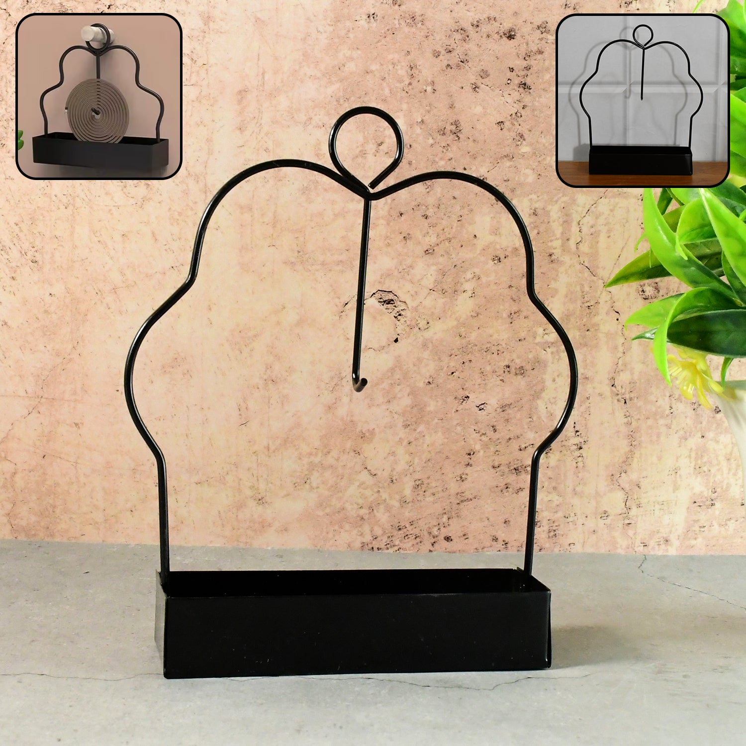Wukusy mosquito coil holder stand, black metal design, perfect for outdoor use, holds mosquito coils securely