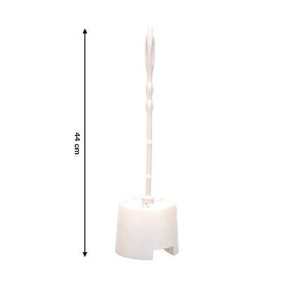 Wukusy 6615 toilet cleaning brush with potted holder, white plastic brush and ceramic holder for bathroom cleaning.