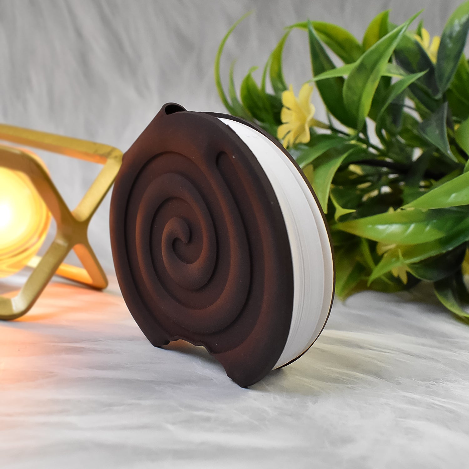 Wukusy round chocolate diary notebook with original scent, featuring a soft cover and blank pages for writing practice.