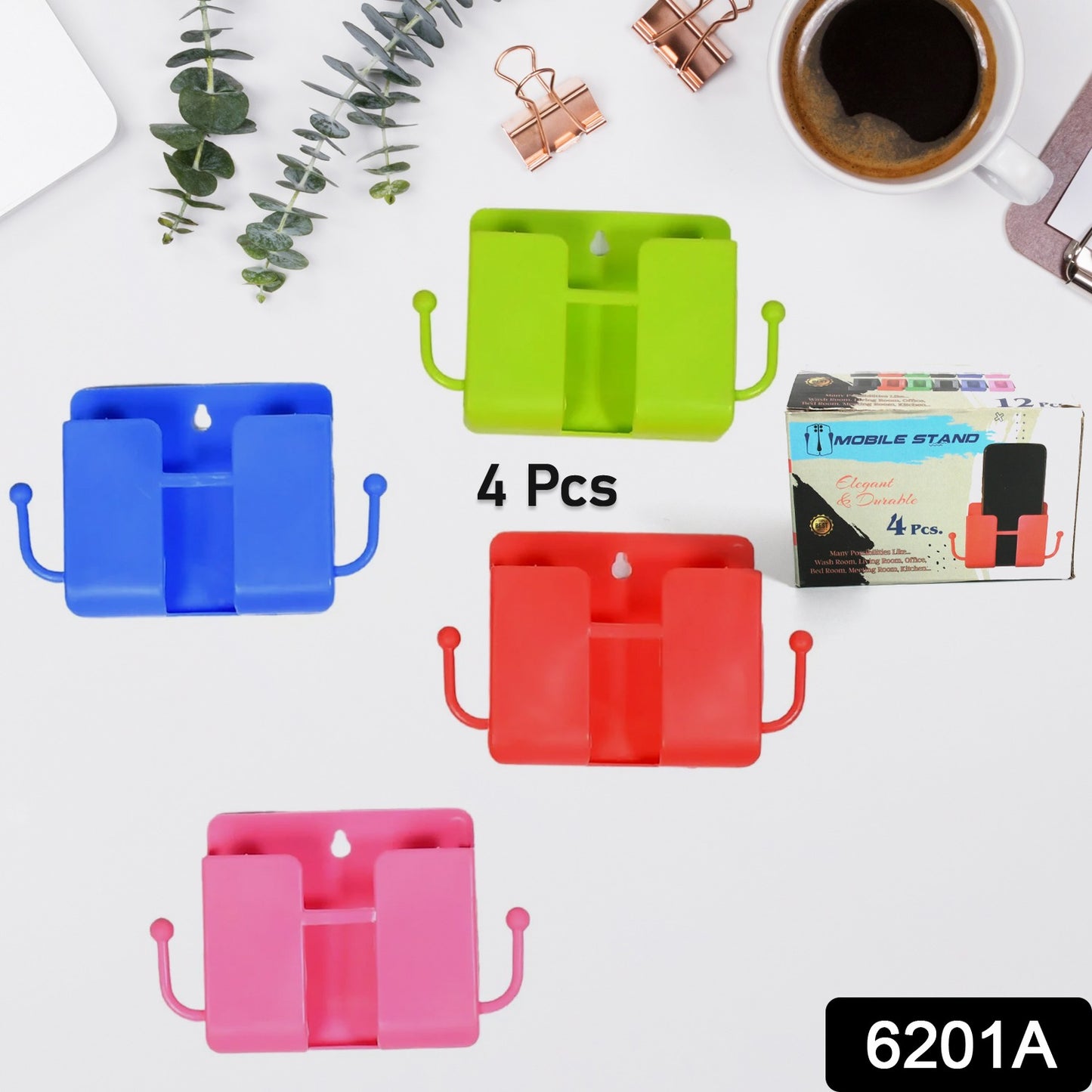 Wukusy 6201a wall-mounted storage box for remote controls with two side hooks, ideal for organizing mobile accessories.
