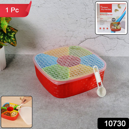Wukusy 7-in-1 dry fruit snack box with spoon, compact storage container for nuts and dried fruits, ideal for home use