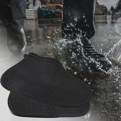 Pair of Wukusy small non-slip silicone rain boot covers, waterproof, foldable, and anti-skid for footwear protection.