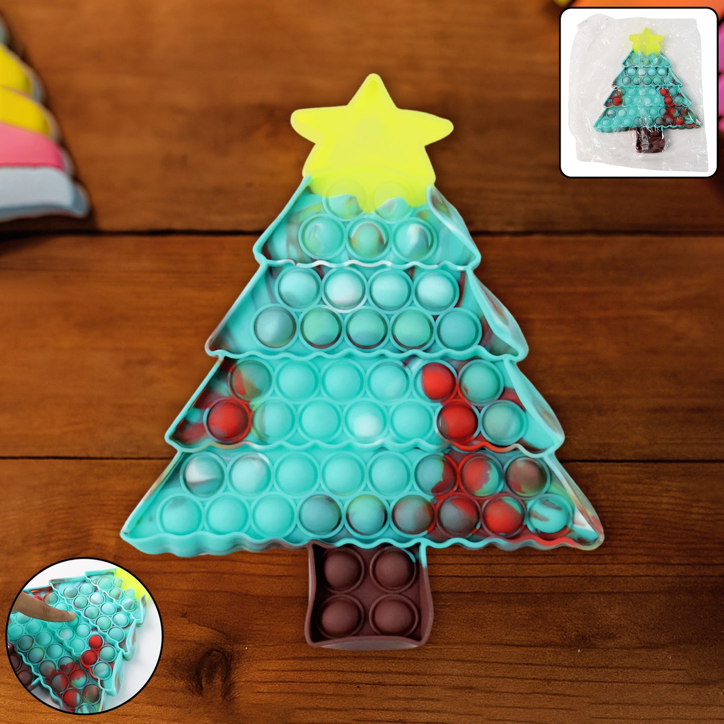 Wukusy premium tree-shaped silicone Pop It fidget toy with colorful bubbles, designed for stress relief and sensory play.