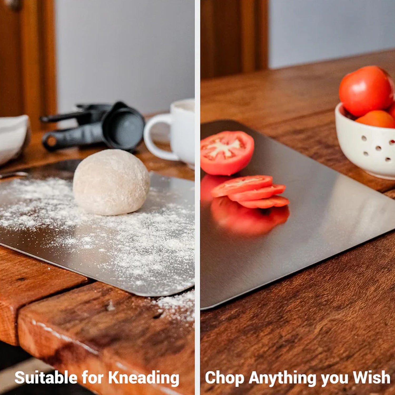 Wukusy Apex large stainless steel multipurpose chopping and cutting board, 260x360mm, suitable for home kitchen use