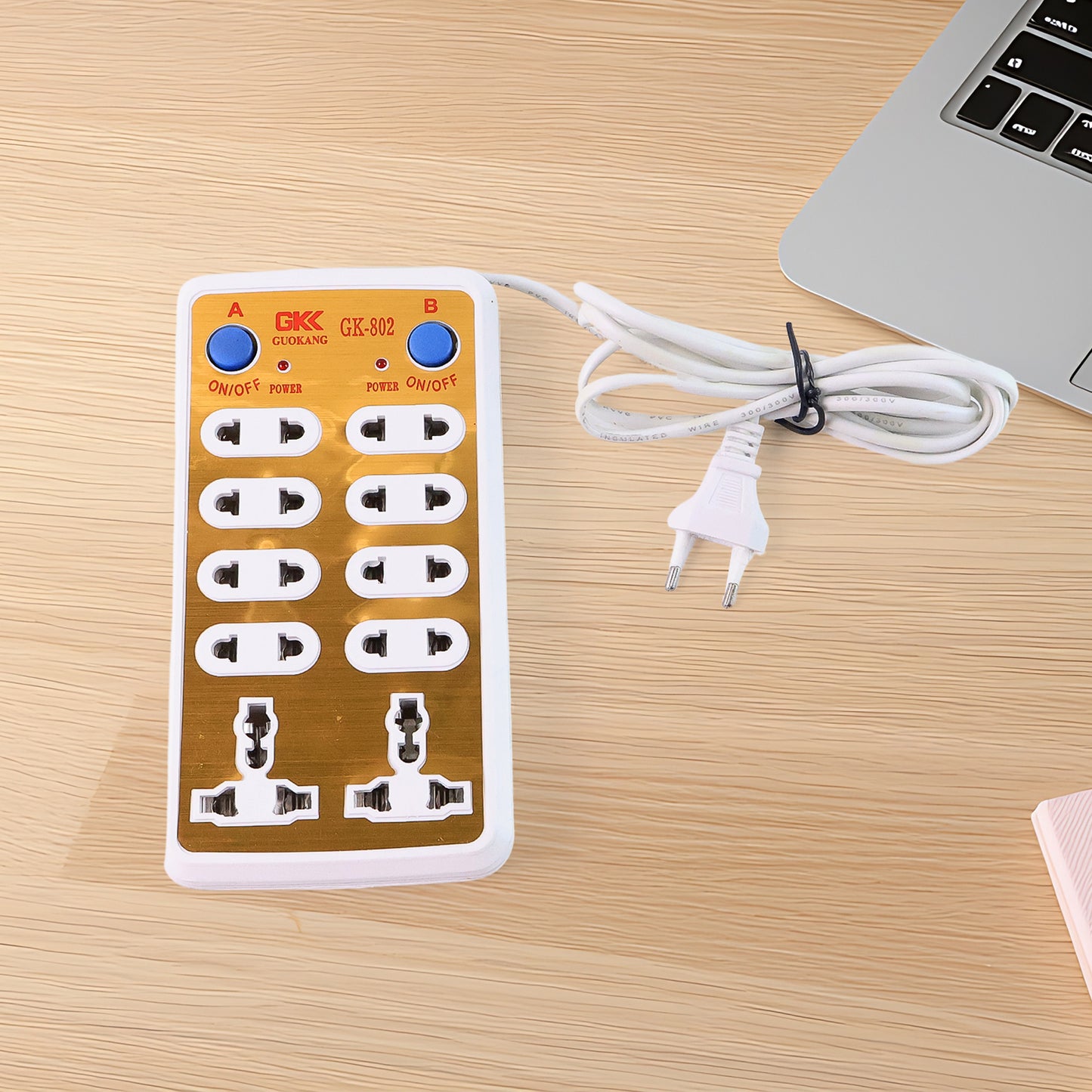 Wukusy 7422 10-way 220V office extension board with multiple power outlets and safety switch for office use.
