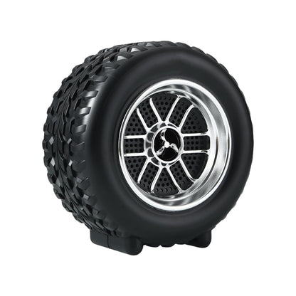 Wukusy portable tyre-shaped wireless Bluetooth speaker with wheel design, compact mobile accessory for music on the go.