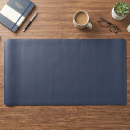 Large Wukusy leather finish desk mat and mouse pad, 90x45 cm, with smooth surface for comfortable workspace and mouse movement.