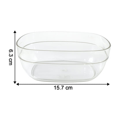 Set of four transparent Wukusy multipurpose serving bowls with clear, durable design for kitchen and table use.