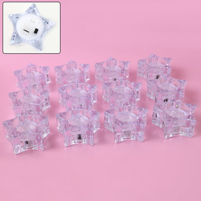 Set of 12 Wukusy LED crystal-effect flameless smokeless candles for elegant home decor, featuring realistic flame-like glow.
