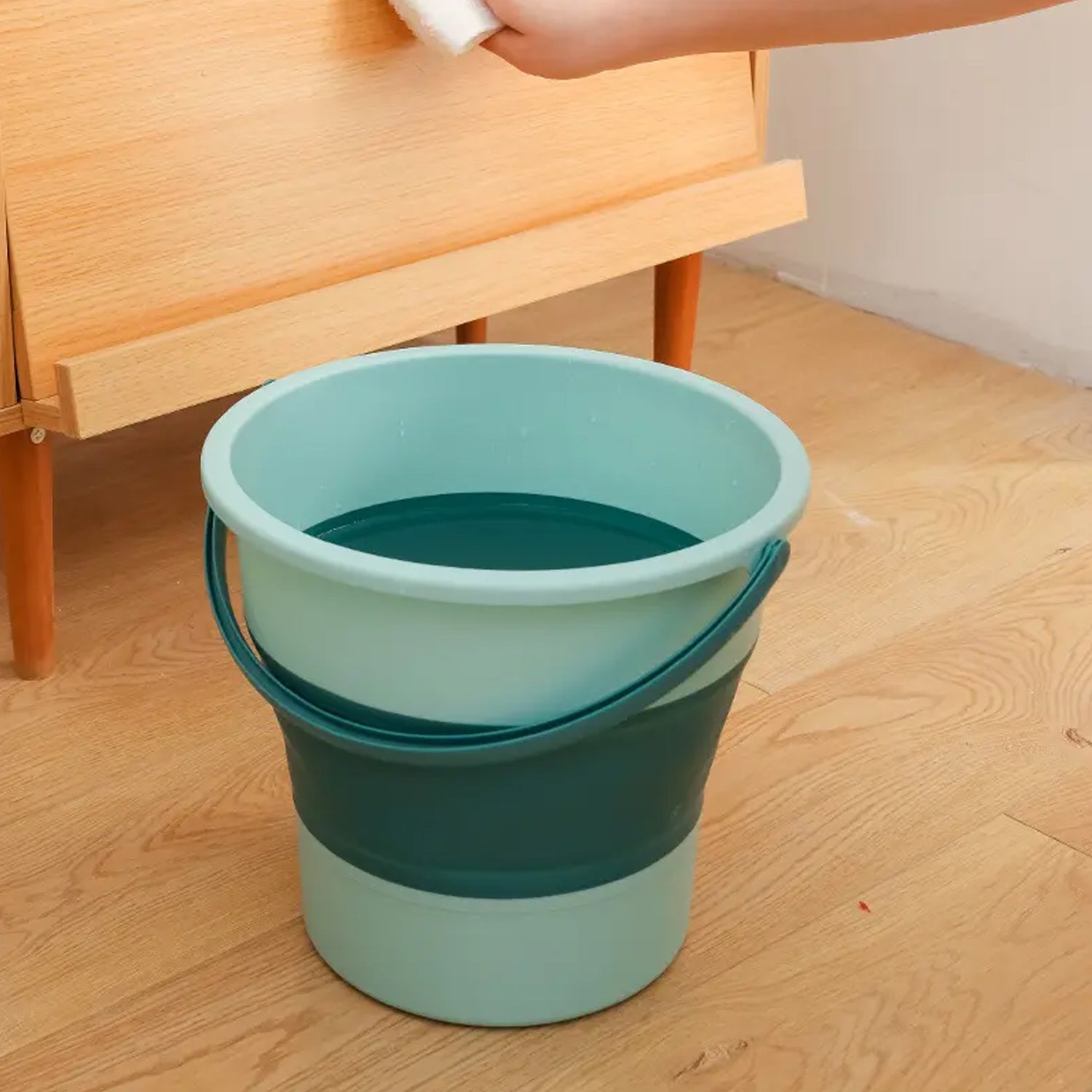 Wukusy 4009 folding water bucket with handle, high capacity, foldable, space-saving laundry basket for bathroom storage