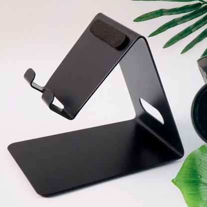 Wukusy metal universal mobile and tablet stand holder, adjustable and sturdy, supporting various devices for hands-free viewing.